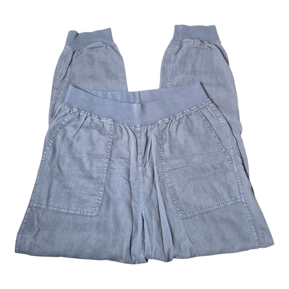 Faherty Women's M Arlie Day Pant Jogger Blue Tencel Linen Pull On Beach Casual
